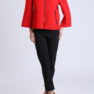 IC COLLECTION Zip Front Short Waist Jacket Scuba Red Black Zipper Sz Medium